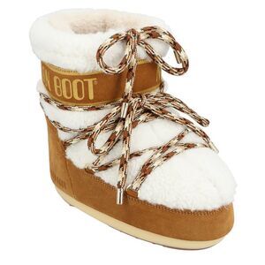 Moon Boot Icon Low Shearling Leather Boot, Brown